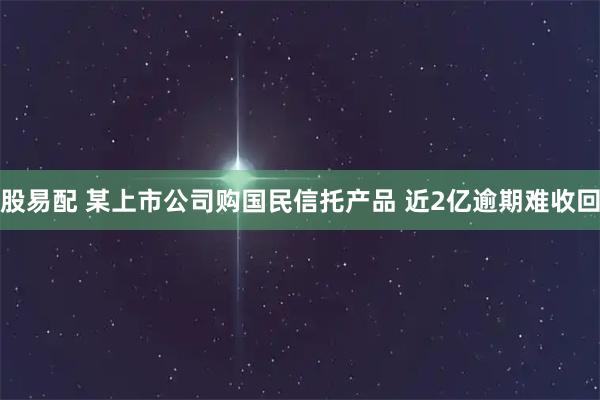 股易配 某上市公司购国民信托产品 近2亿逾期难收回